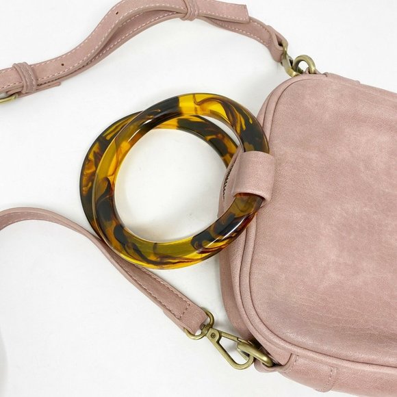 ANTHROPOLOGIE blush pink lucite handle VEGAN bag - Picture 4 of 9